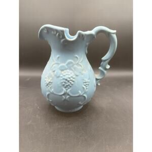 Blue Pitcher with Grapes and Leaves Design – Unmarked (Used)